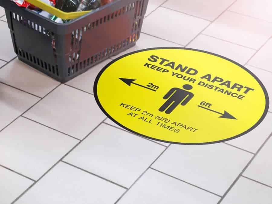 Social Distancing Floor Stickers "Stand apart keep your distance" Mockup