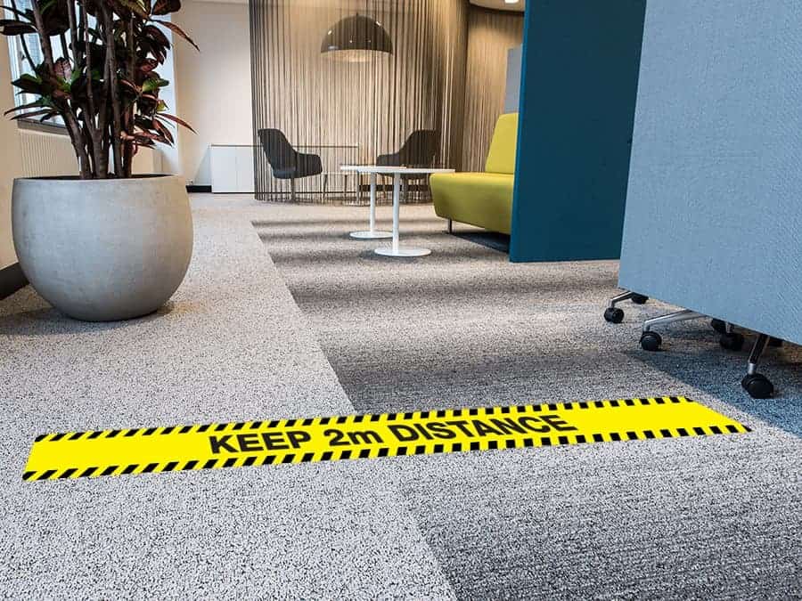 Social Distancing Sticker for carpeted floors - Keep 2m Distance