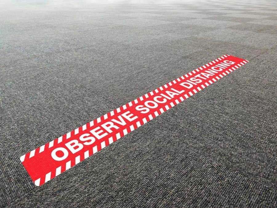 Social Distancing Sticker for carpeted floors - Observe Social Distancing