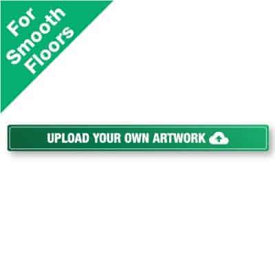 Green and white horizontal stripe Social Distancing Sticker for smooth floors, with the words "Upload Your Own Artwork"