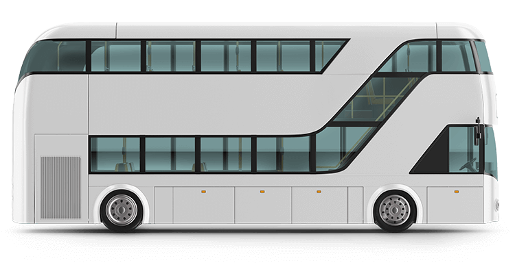 A bus before the custom bus wrap, plain white