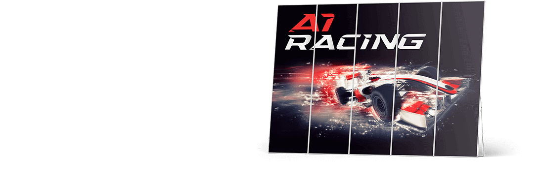 3sixtywraps_garage-wall-wraps_banner Motorsport garage wallingwith red formula 1 car and a logo that reads "A1 Racing"