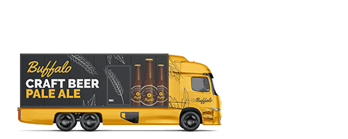 Electric truck with custom trailer wrap